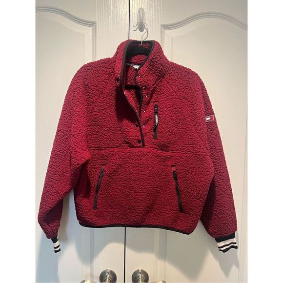 TOMMY HILFIGER SPORT Women's Faux Sherpa Half-Zip Pullover size S - Picture 2 of 7